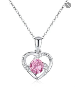 Collier en Argent Sterling Moissanite Rose pour Femmes