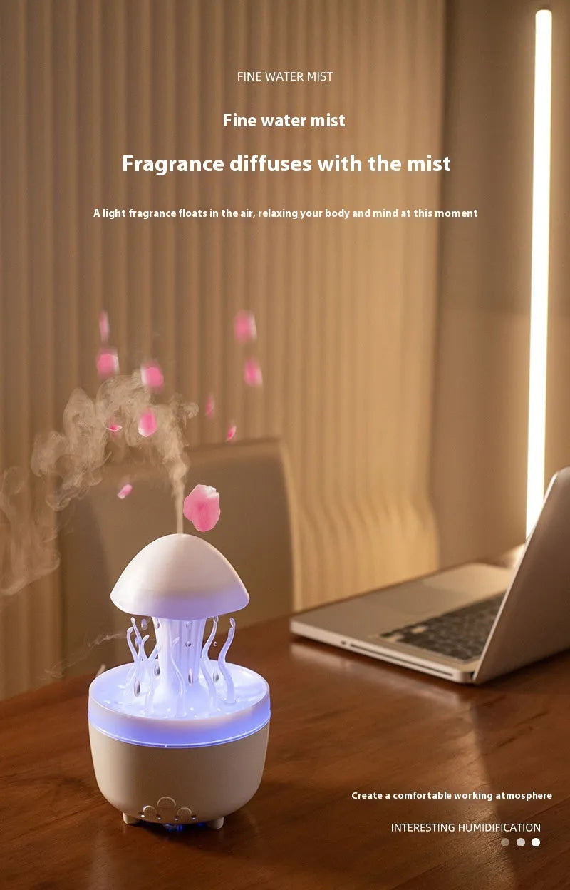 Diffuseur d'Arôme en Forme de Goutte d'Eau Rotative avec Lampe de Nuit Colorée